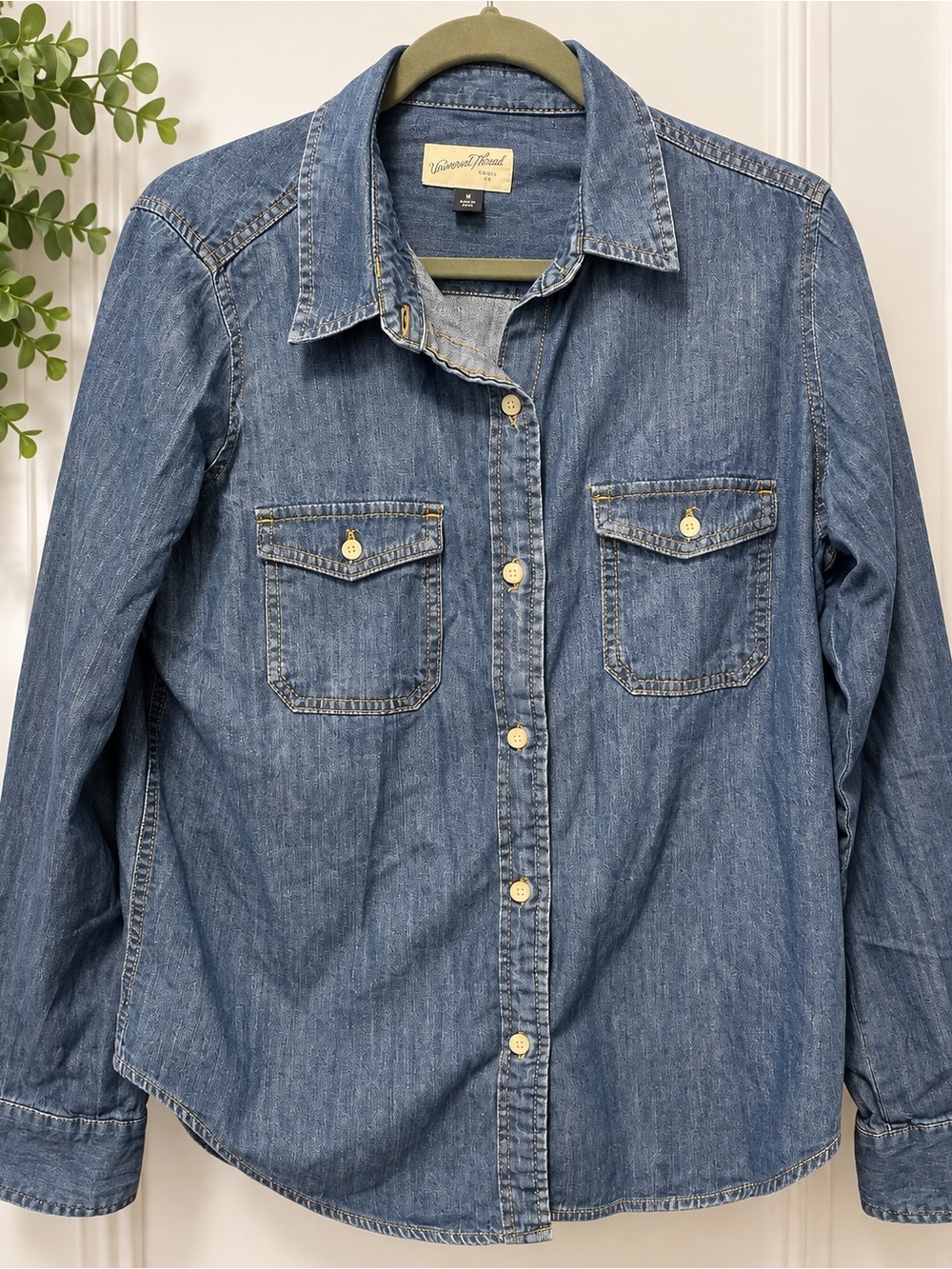 Universal Thread Denim Button-Up Shirt in Blue